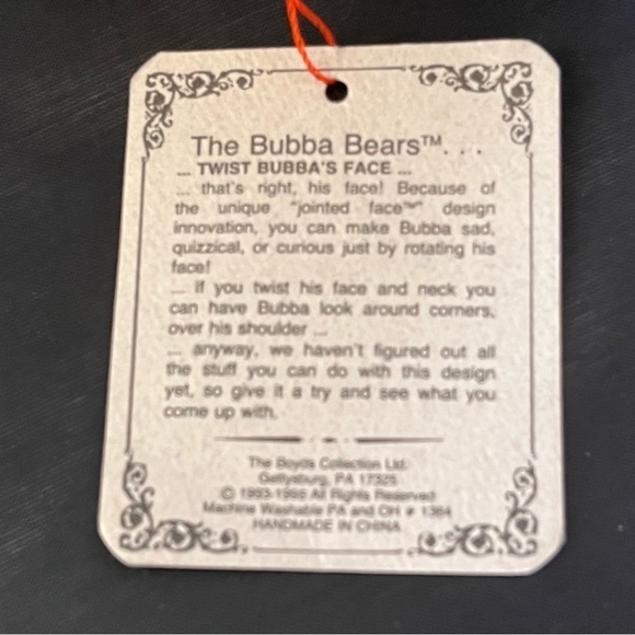 Vintage Retired Boyds Plush Bear Bubba Jointed Twist Face With Tag 1990-96 - Picture 5 of 8